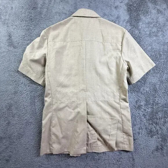 Vintage East Sea Safari Shirt Jacket Mens L Tan Slub Weave 4 Pocket Button Up - Picture 5 of 5
